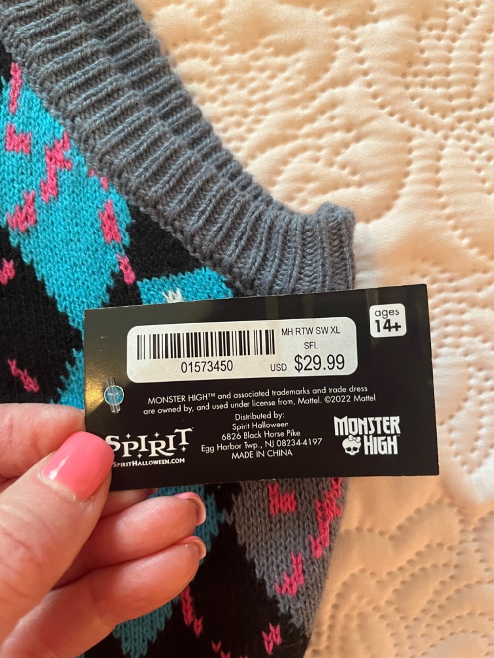NWT Monster High Frankie Stein Argyle Sweater Vest - Picture 8 of 9